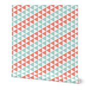 triangle stripes - coral and mint