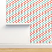 triangle stripes - coral and mint