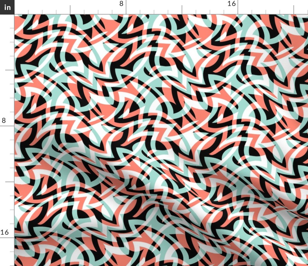 coral and mint op art