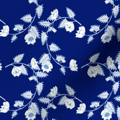 Chinoiserie Dark Blue Vine Flowers