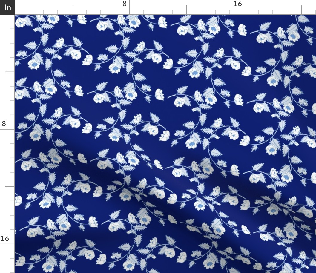 Chinoiserie Dark Blue Vine Flowers