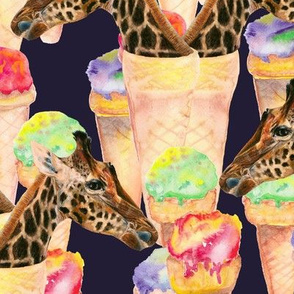 GOURMET GIRAFFES AND YUMMY ICE CREAM SUMMER DELIGHT PURPLE INDIGO