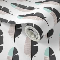 Soft mint blue pastel feathers scandinavian geometric spring pattern