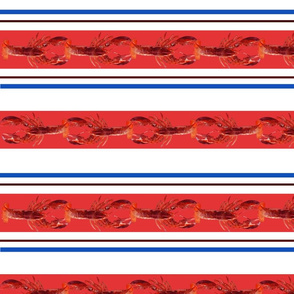 Red Striped Lobster Pattern Watercolor