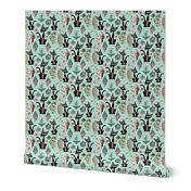 Geometric Cubist Hep Cats large scale, mint green turquoise aqua