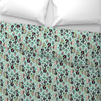 Geometric Cubist Hep Cats large scale, mint green turquoise aqua