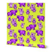 Bears in Purple and Lime Green