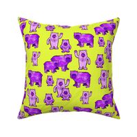 Bears in Purple and Lime Green