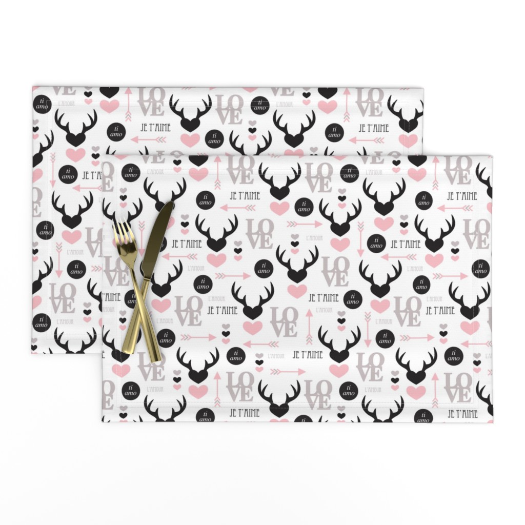 Oh deer valentine love illustration hearts and cupid arrow geometric pattern