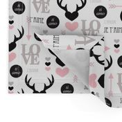 Oh deer valentine love illustration hearts and cupid arrow geometric pattern