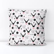 Oh deer valentine love illustration hearts and cupid arrow geometric pattern