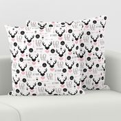 Oh deer valentine love illustration hearts and cupid arrow geometric pattern