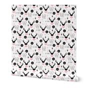 Oh deer valentine love illustration hearts and cupid arrow geometric pattern