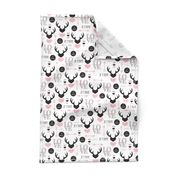 Oh deer valentine love illustration hearts and cupid arrow geometric pattern