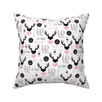 Oh deer valentine love illustration hearts and cupid arrow geometric pattern