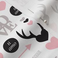 Oh deer valentine love illustration hearts and cupid arrow geometric pattern