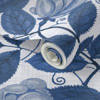 Victorian Rose Ogee ~ Blue and White Linen Luxe