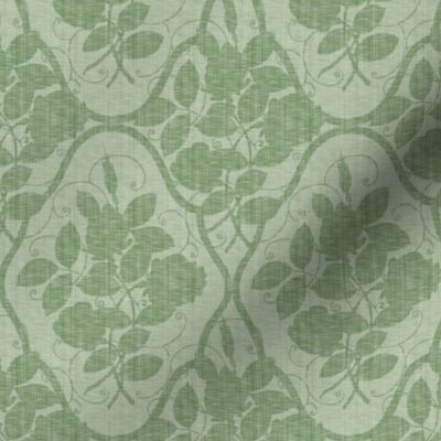 Victorian Rose Ogee ~ Linen on Sylvan Moss Linen Luxe