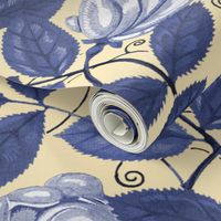 Victorian Roses ~ Blue and White on Trianon Cream