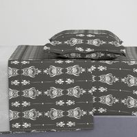 owl brocade in dark gray