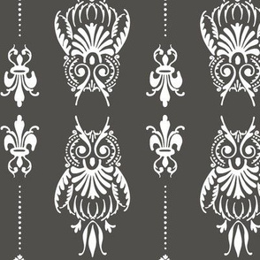 owl brocade in dark gray