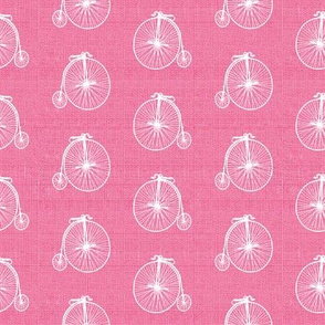 Old Bicycles Rose Pink Linen