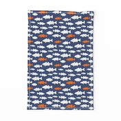 fish // dark blue and orange