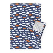 fish // dark blue and orange