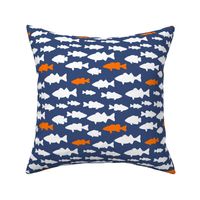 fish // dark blue and orange