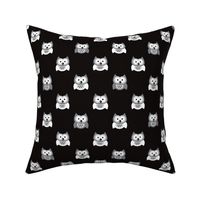 Cute black and white kids owls illustration fun scandinavian trend pattern in gray colors