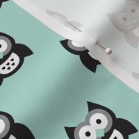 Cute mint blue kids owls illustration fun scandinavian trend pattern in pastel colors