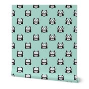 Cute mint blue kids owls illustration fun scandinavian trend pattern in pastel colors