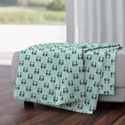 Cute mint blue kids owls illustration fun scandinavian trend pattern in pastel colors