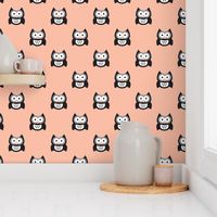 Cute coral kids owls illustration fun scandinavian trend pattern in pastel colors