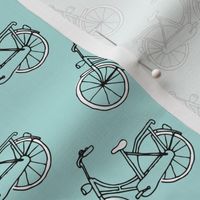 Black and blue hipster bike series quirky dutch theme illustration pattern