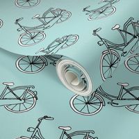 Black and blue hipster bike series quirky dutch theme illustration pattern