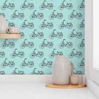 Black and blue hipster bike series quirky dutch theme illustration pattern