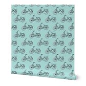 Black and blue hipster bike series quirky dutch theme illustration pattern