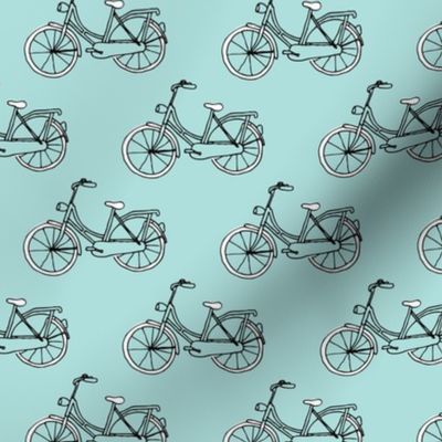 Black and blue hipster bike series quirky dutch theme illustration pattern