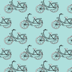 Black and blue hipster bike series quirky dutch theme illustration pattern