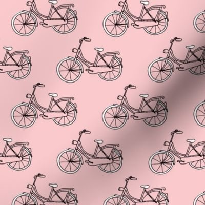 Black and gray hipster bike series quirky dutch theme illustration pattern