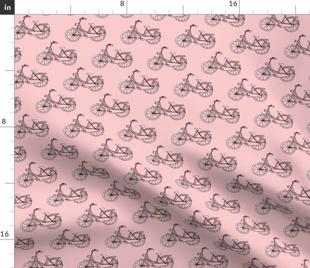 Black and gray hipster bike series quirky dutch theme illustration pattern