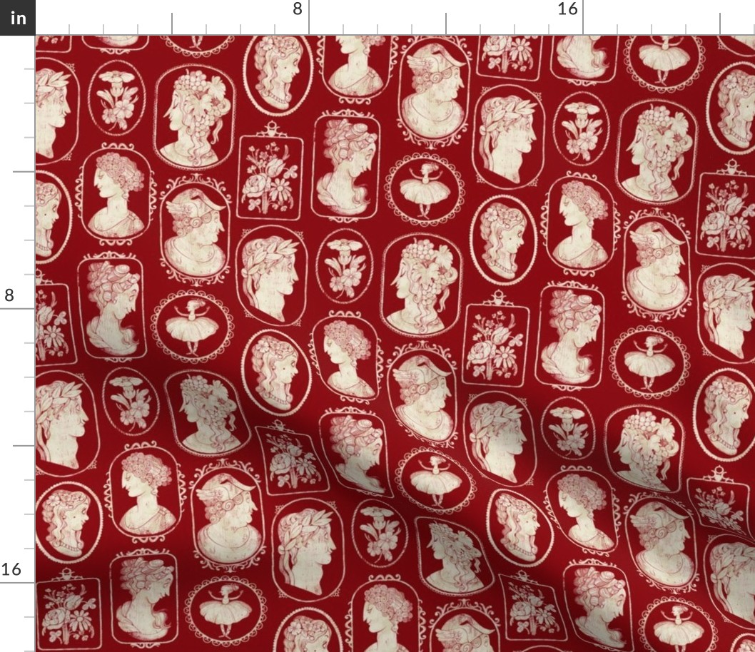 Cameos pattern - red