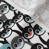 Cute little kids pattern in mint and coral adorable penguins winter illustration pattern for boys