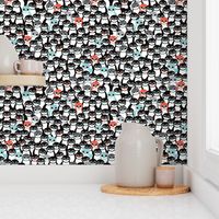 Cute little kids pattern in mint and coral adorable penguins winter illustration pattern for boys