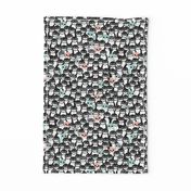 Cute little kids pattern in mint and coral adorable penguins winter illustration pattern