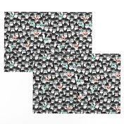 Cute little kids pattern in mint and coral adorable penguins winter illustration pattern