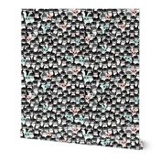 Cute little kids pattern in mint and coral adorable penguins winter illustration pattern