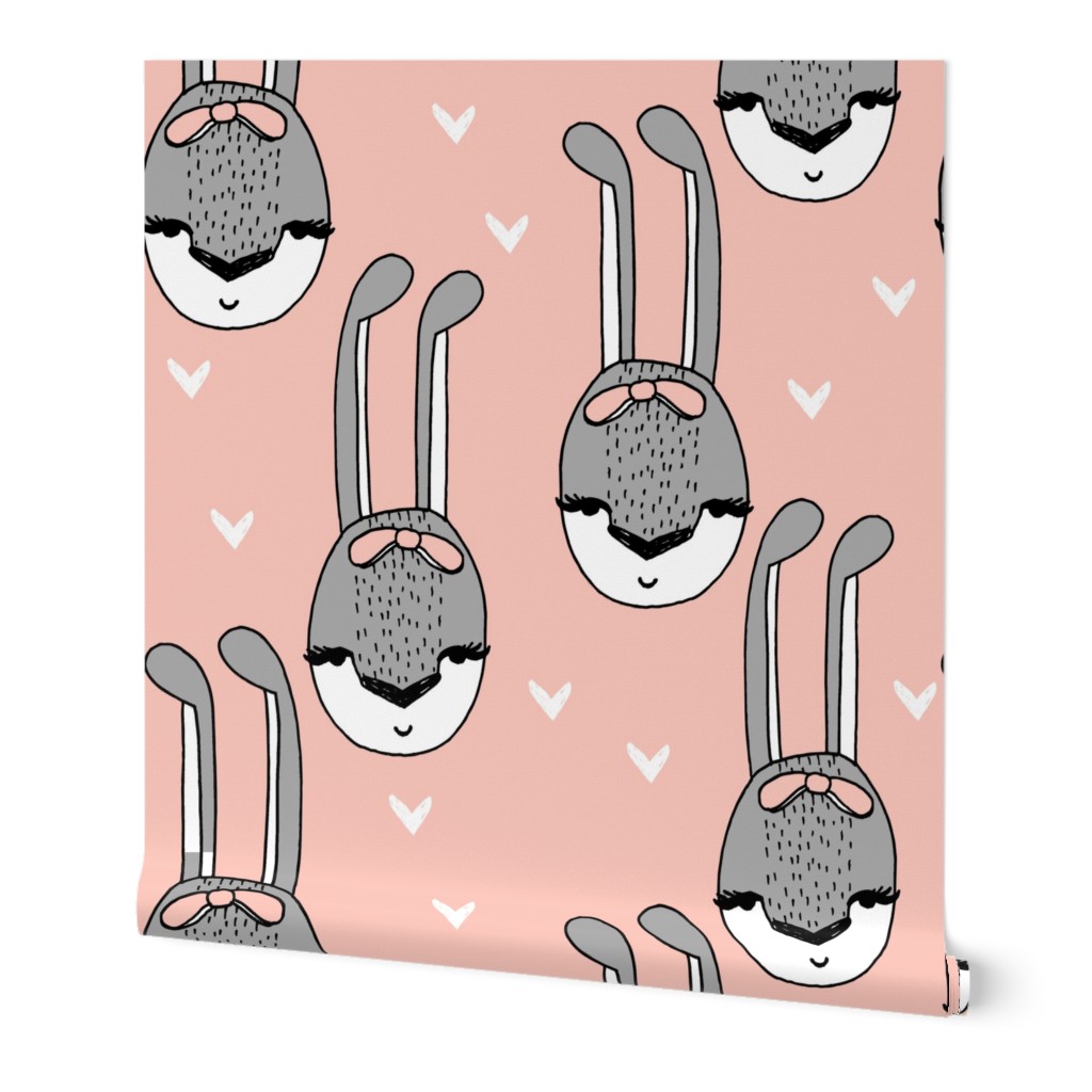 bunny // bunny bow head cute girls pink and grey bunnies