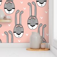 bunny // bunny bow head cute girls pink and grey bunnies